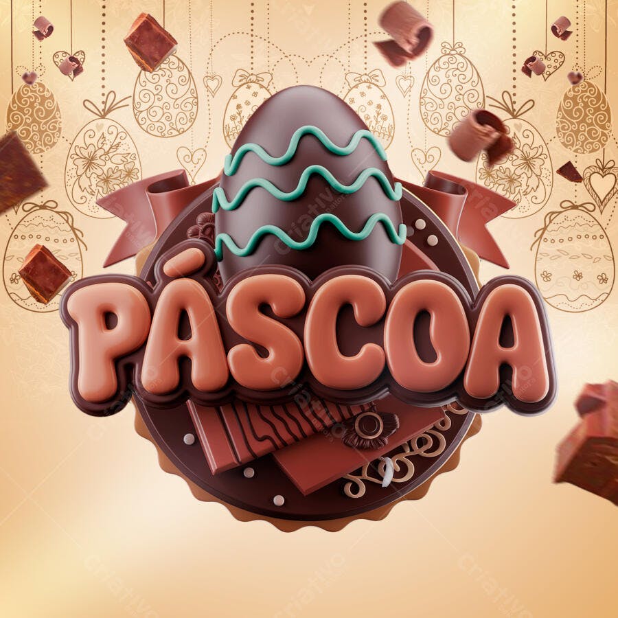 Arte Páscoa PSD Editável