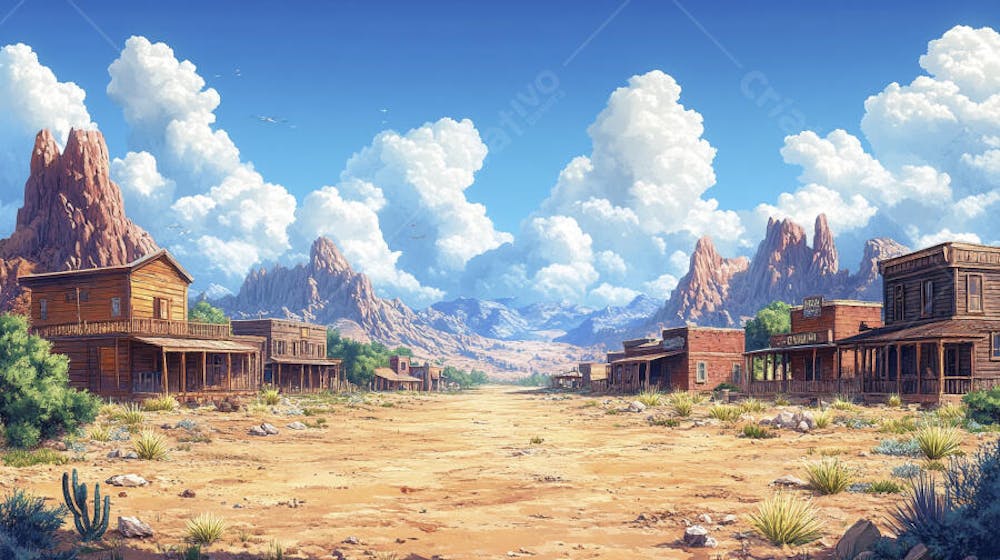 2D video game battle background style western_05
