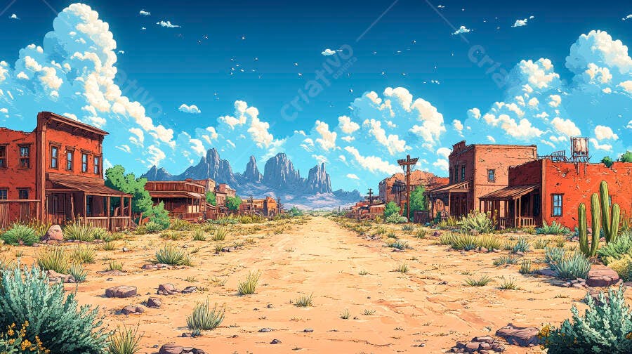 Cidade do Oeste sob o Sol do Deserto
