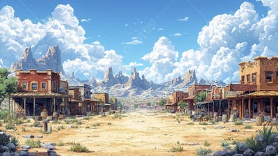 2D video game battle background style western_06