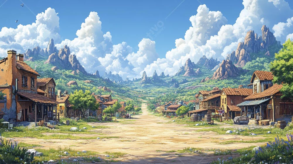 2D video game battle background style western_12