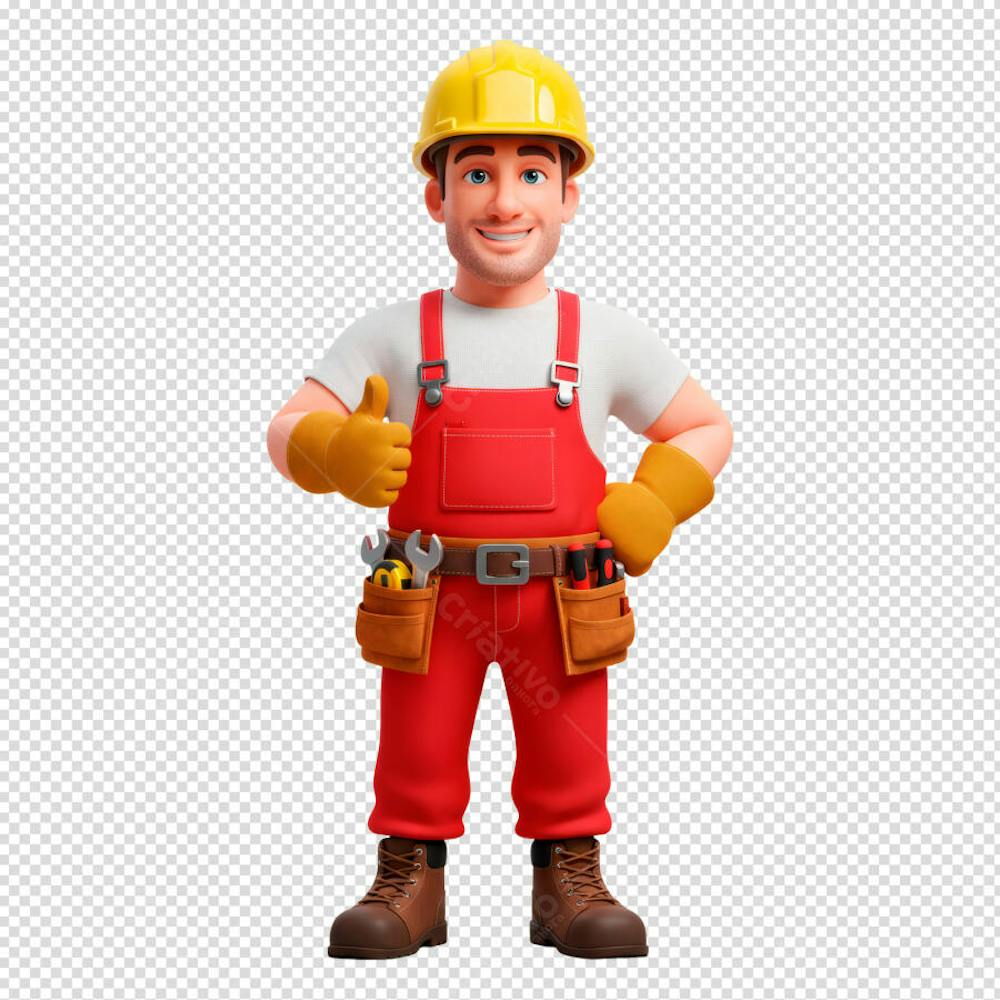 Personagem trabalhador PNG Cartoon de Frente Joia
