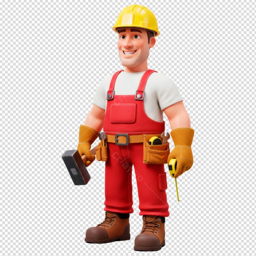 Ilustração Cartoon de Construtor PNG com fundo transparente