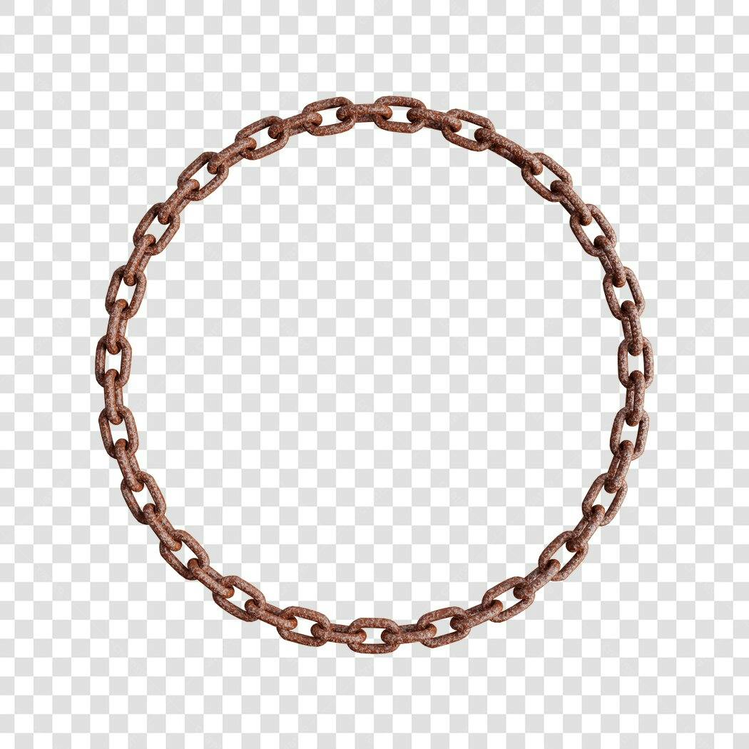 Moldura circular de corrente enferrujada PNG com fundo transparente