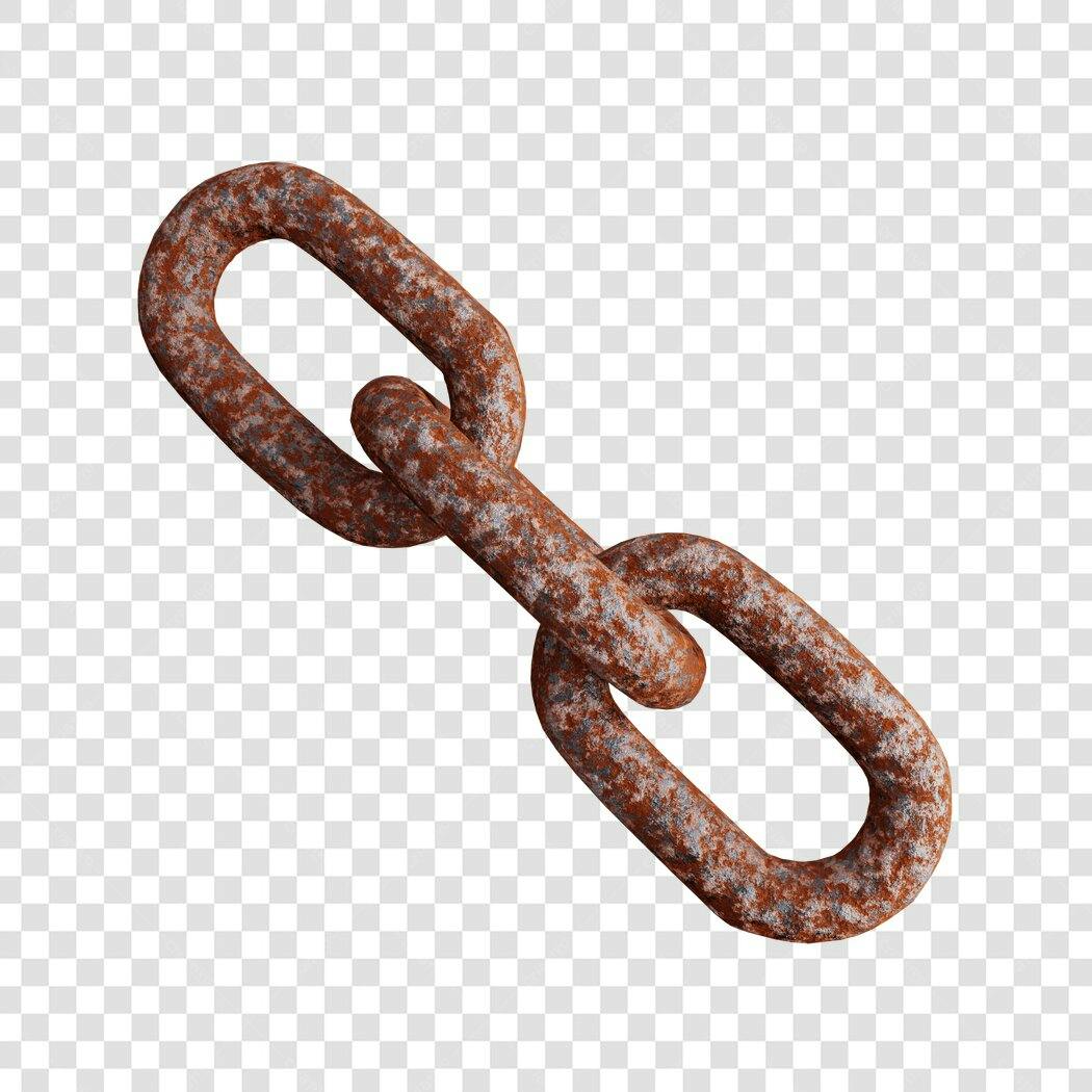 Elemento PNG Corrente enferrujada com fundo transparente