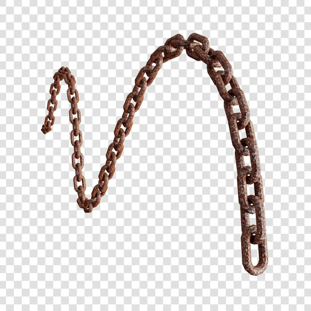 Elemento decorativo corrente enferrujada PNG com fundo transparente