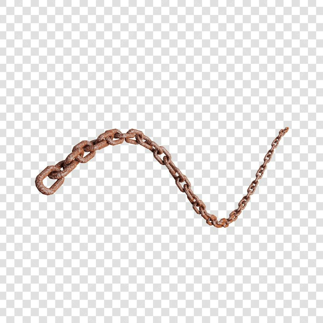 Elemento decorativo corrente enferrujada PNG com fundo transparente