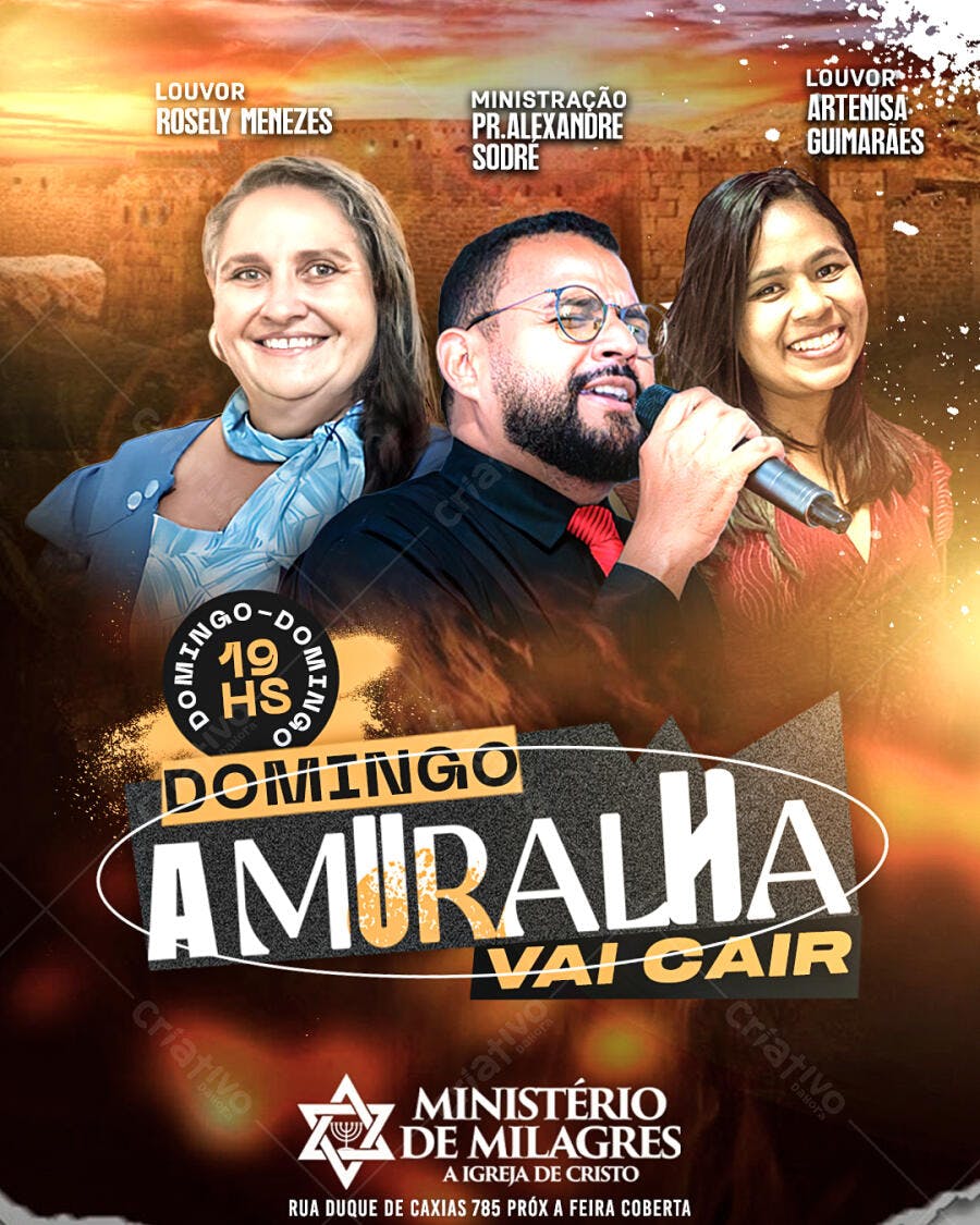 Flyer Evento Gospel Domingo PSD Editável