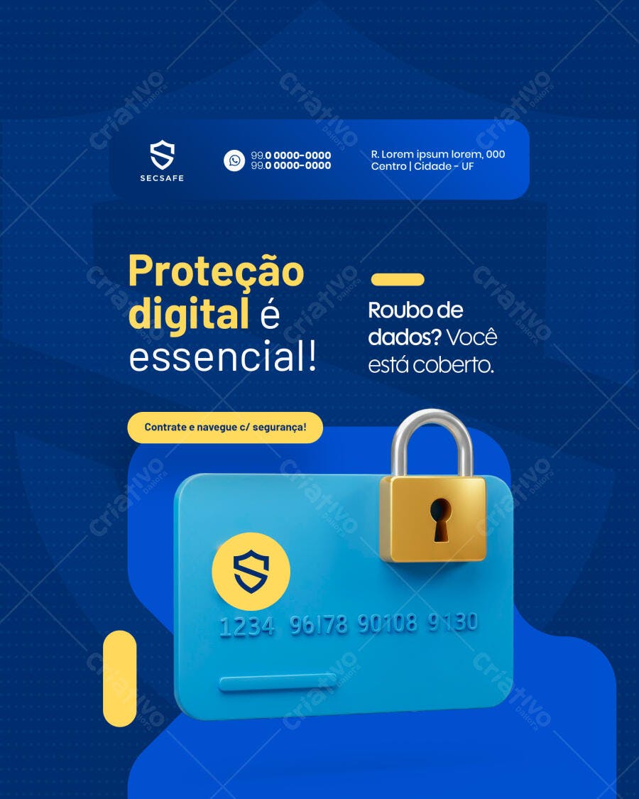 Post para Redes Sociais Segurança Digital PSD Editável