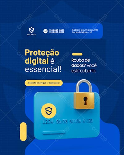 Seguro digital Proteção digital é essencial social media feed