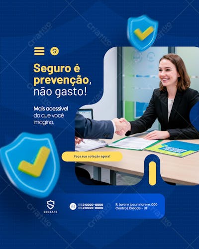 Seguro é prevenção e não gasto social media feed