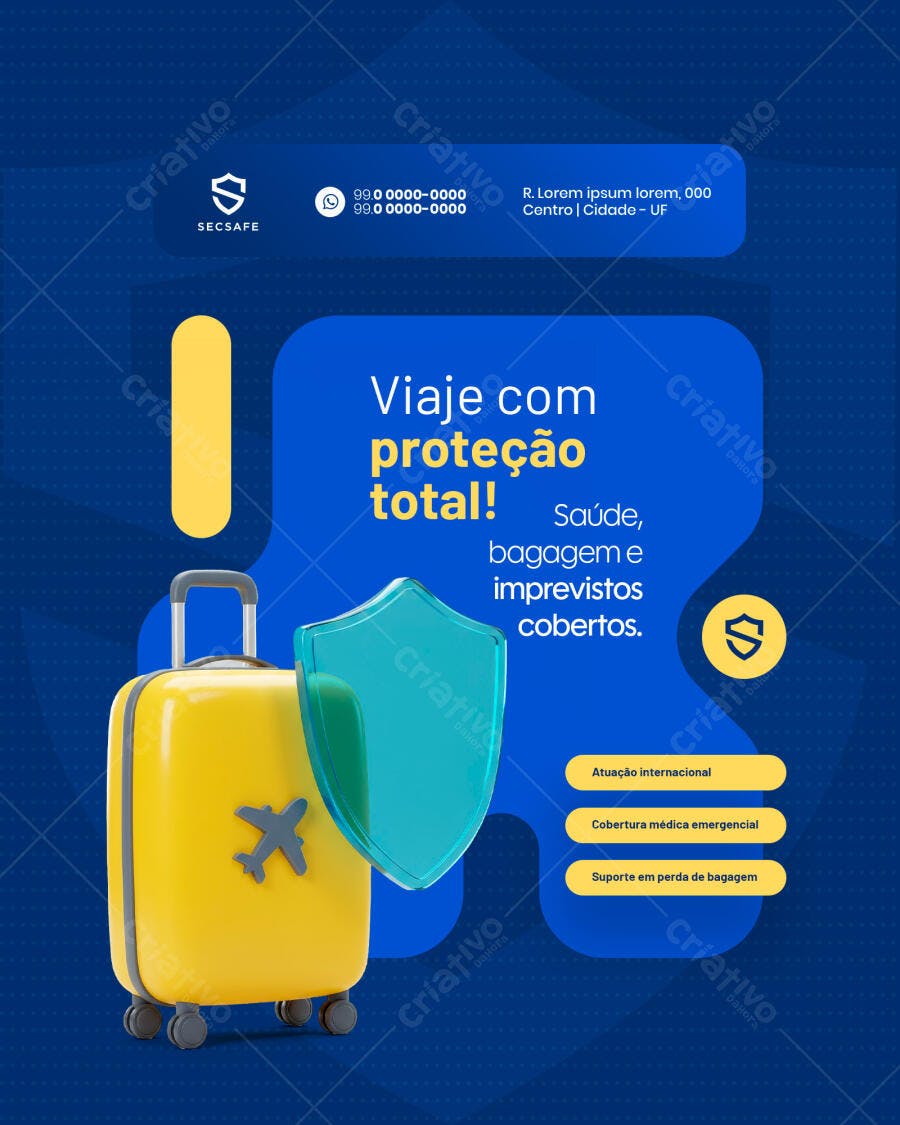 Flyer Seguro Viagem PSD Editável