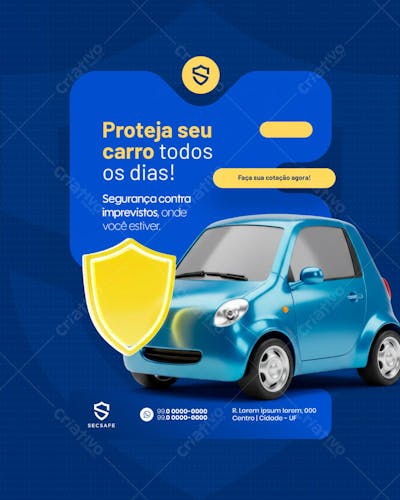 Seguro Proteja seu veículo todos os dias social media feed