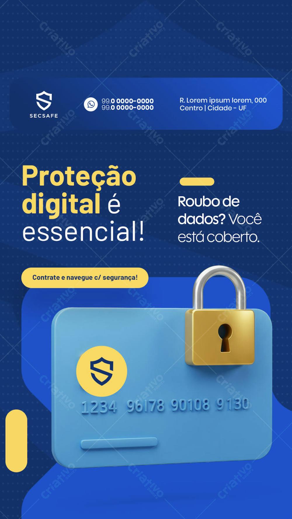 Seguro digital Proteção digital é essencial social media story