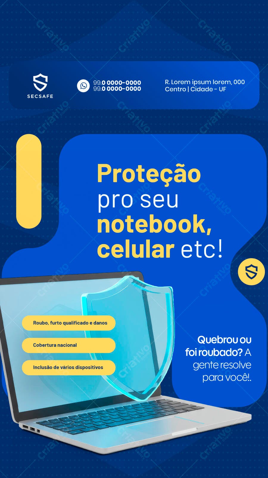Flyer para Seguro de Notebook e Celular PSD Editável