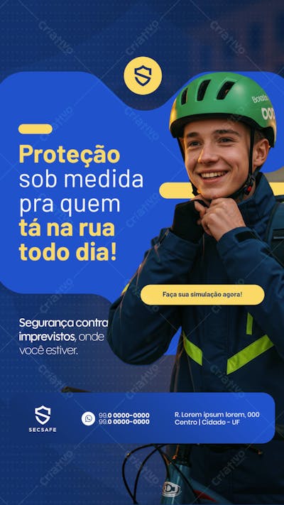 Seguro para Deliverys proteção na medida para quem ta na rua social media story