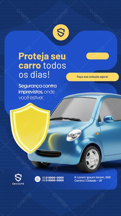 Seguro Proteja seu veículo todos os dias social media story