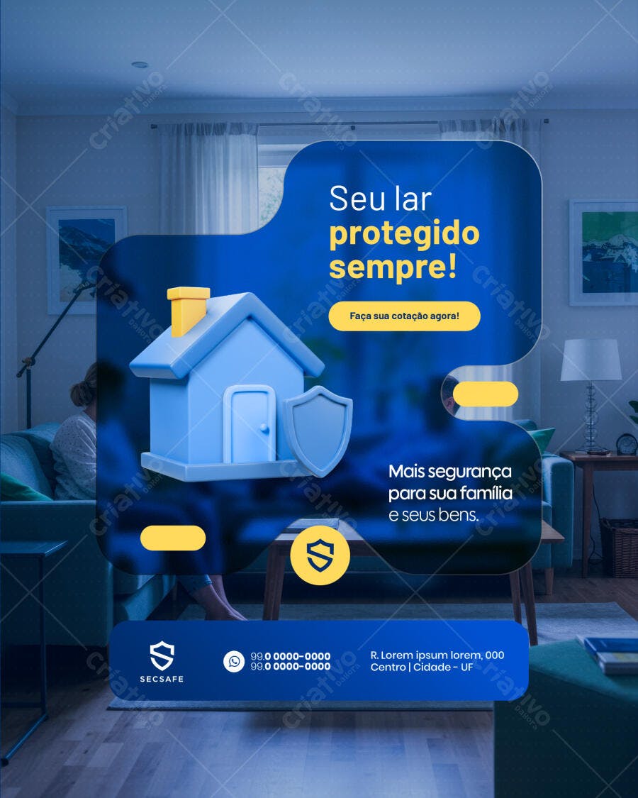 Postagem Instagram Segurança Residencial PSD Editável