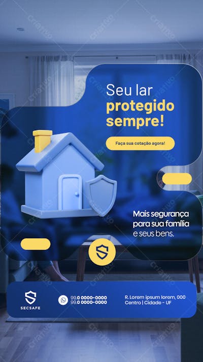Seguro Residencial Seu lar protegido sempre social media story