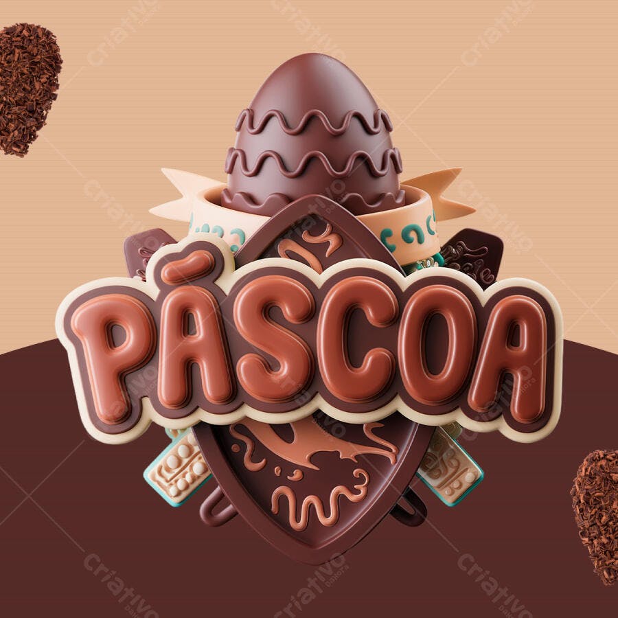 Banner Páscoa com Ovo de Chocolate PSD Editável