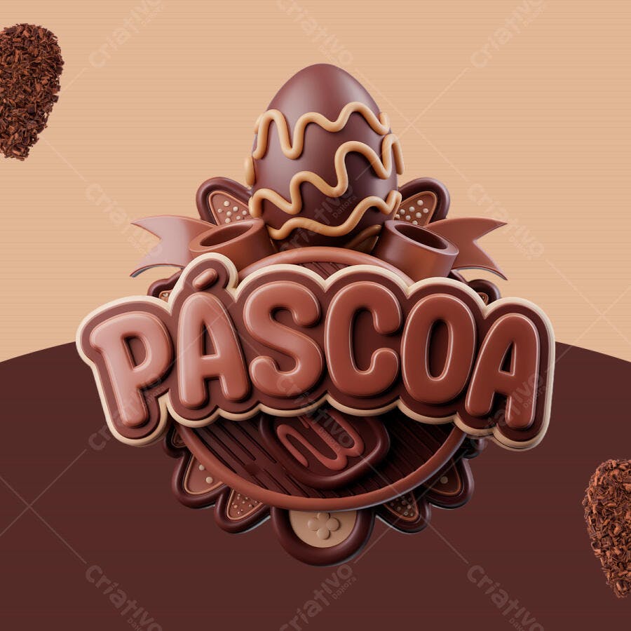 Banner Páscoa em 3D PSD Editável