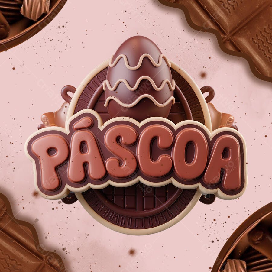 Arte Páscoa em 3D PSD Editável