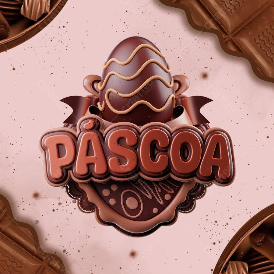 Arte Páscoa com Ovo de Chocolate PSD Editável