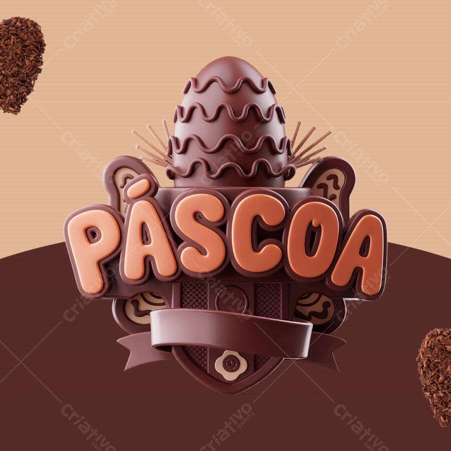Arte Páscoa em 3D PSD Editável