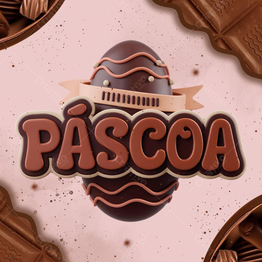 Flyer Páscoa com Ovo de Chocolate PSD Editável