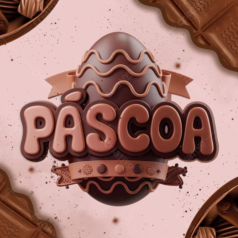 Banner Páscoa com Ovo de Chocolate PSD Editável