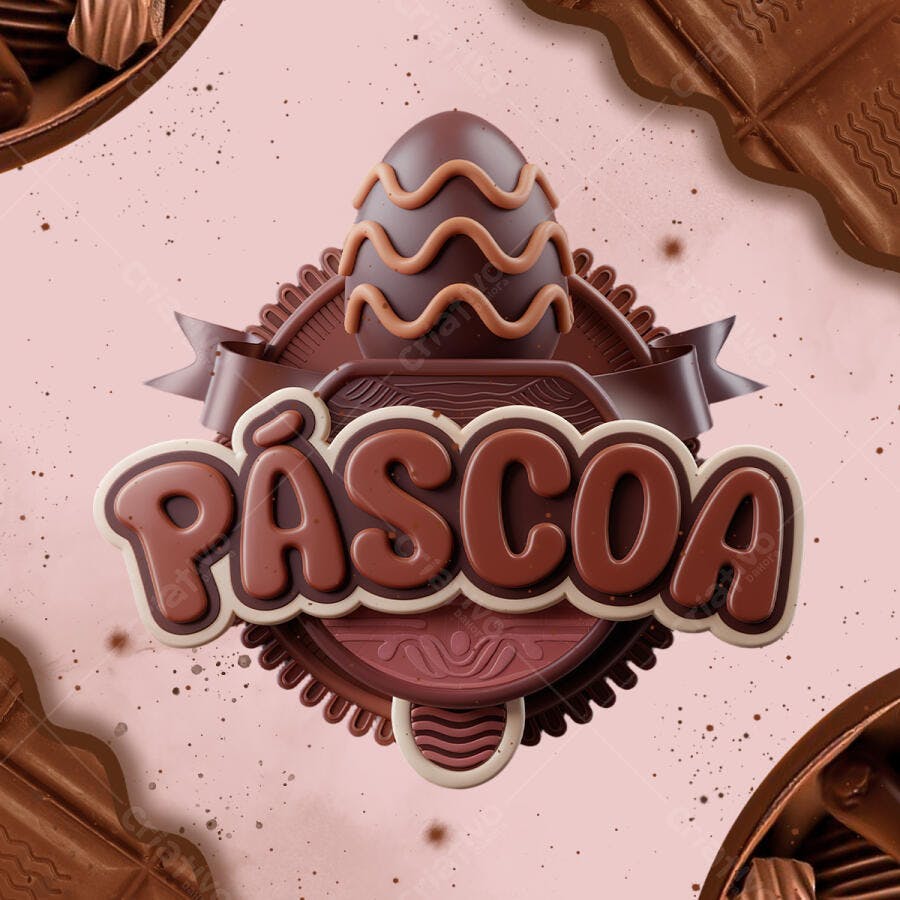 Arte Páscoa Chocolate PSD Editável