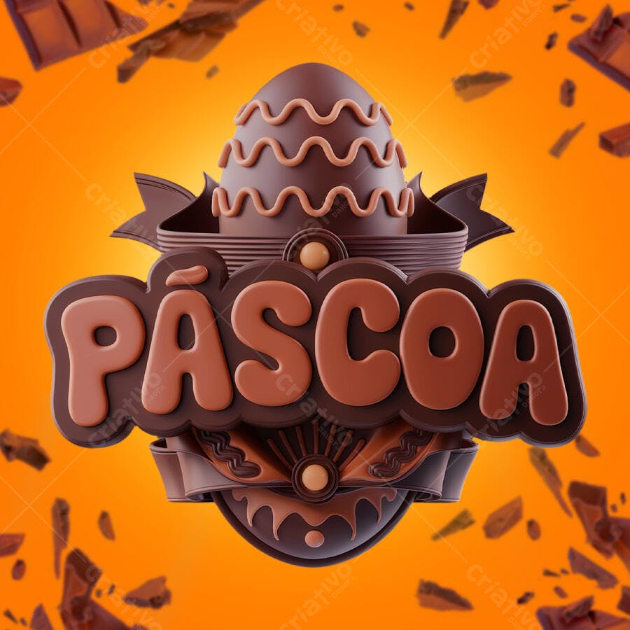 Arte Páscoa em Chocolate PSD Editável