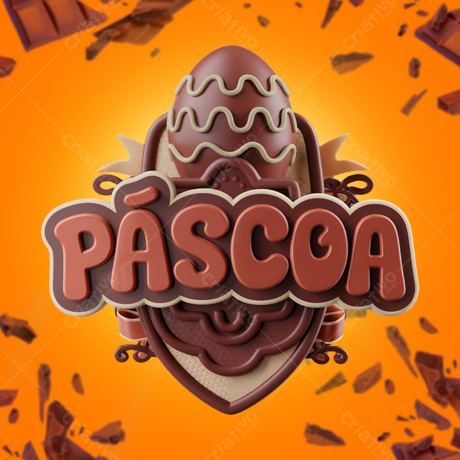 Banner Páscoa com Ovo de Chocolate PSD Editável