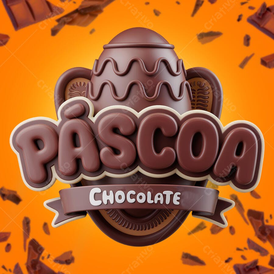 Logo Páscoa Chocolate PSD Editável