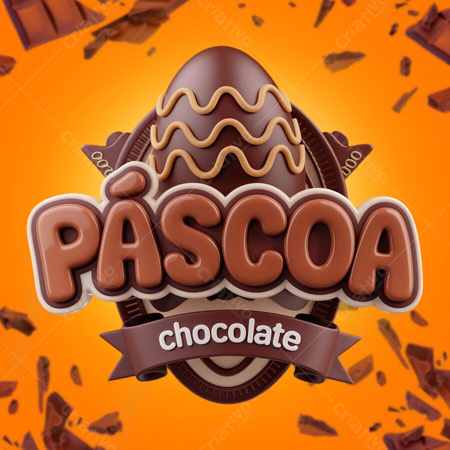 Logotipo Páscoa Chocolate PSD Editável