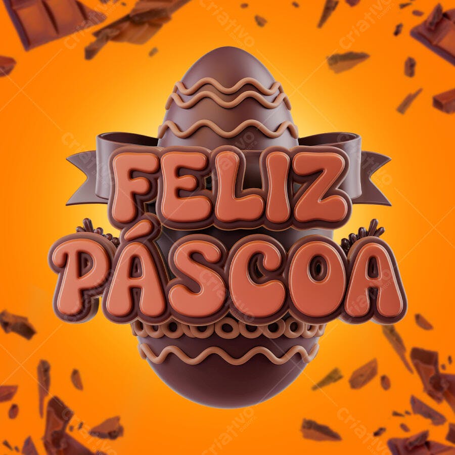 Arte Páscoa com Ovo de Chocolate PSD Editável