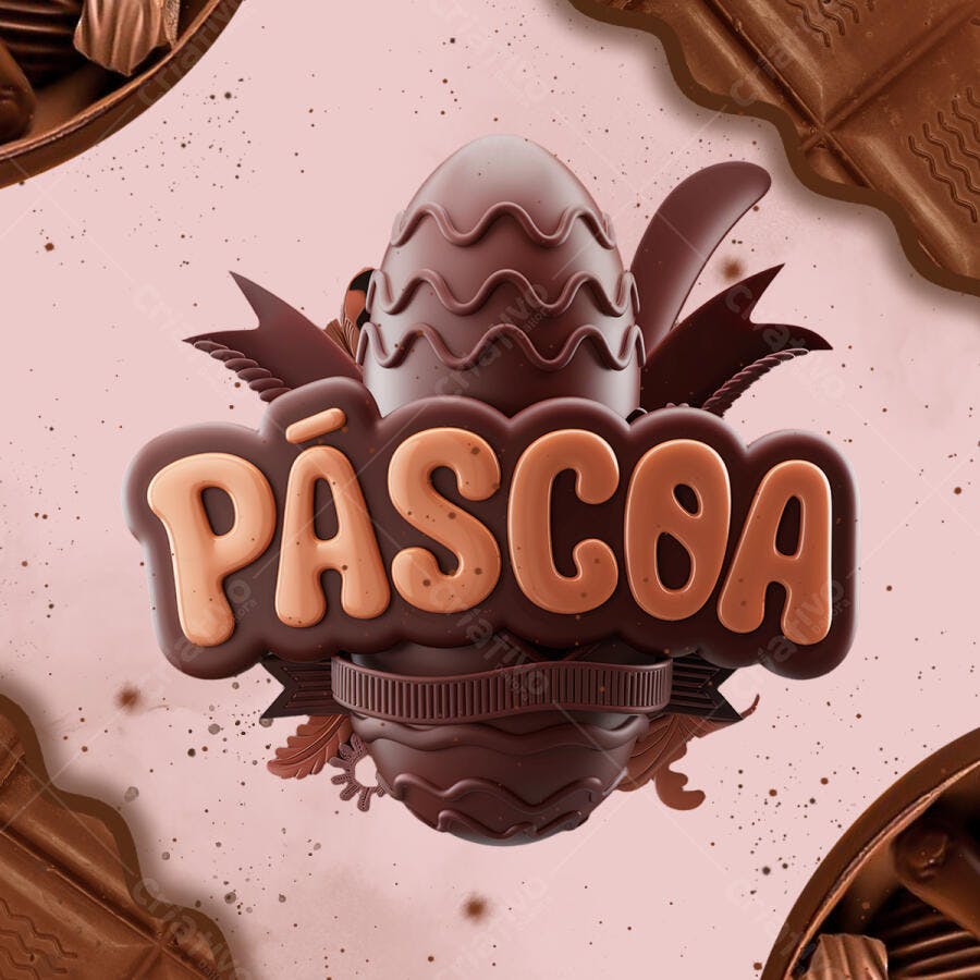 Banner Páscoa com Ovo de Chocolate PSD Editável