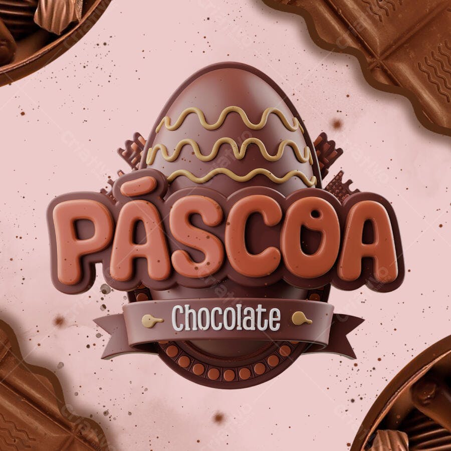 Logo Páscoa Chocolate PSD Editável