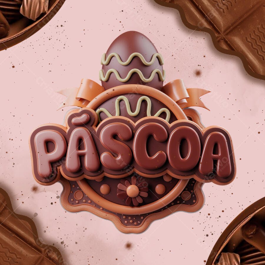 Banner Páscoa em 3D PSD Editável