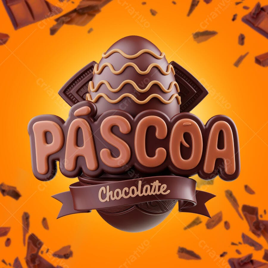 Arte Páscoa Chocolate PSD Editável
