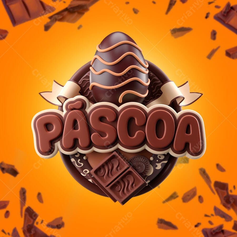 Arte Páscoa Chocolate PSD Editável