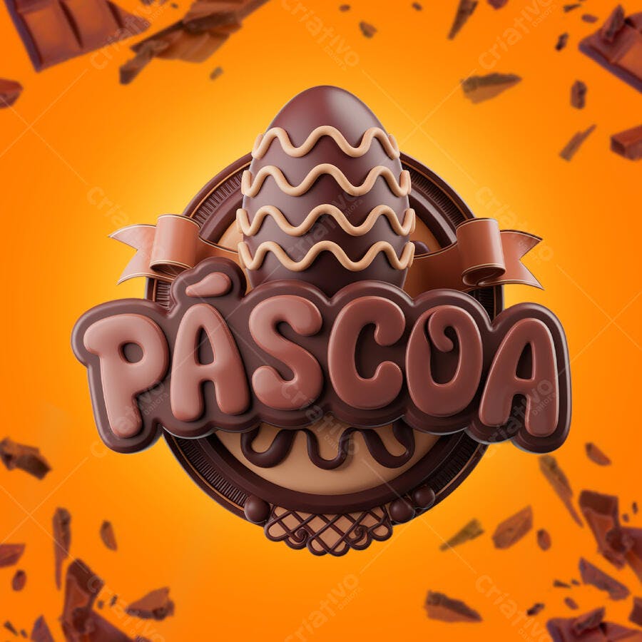 Arte Páscoa em Chocolate PSD Editável