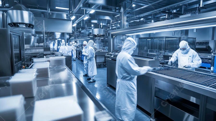 Trabalhadores em Fábrica de Alimentos