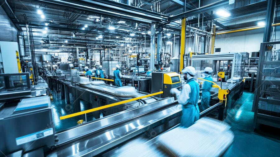 Fábrica moderna linha de produção alimentos