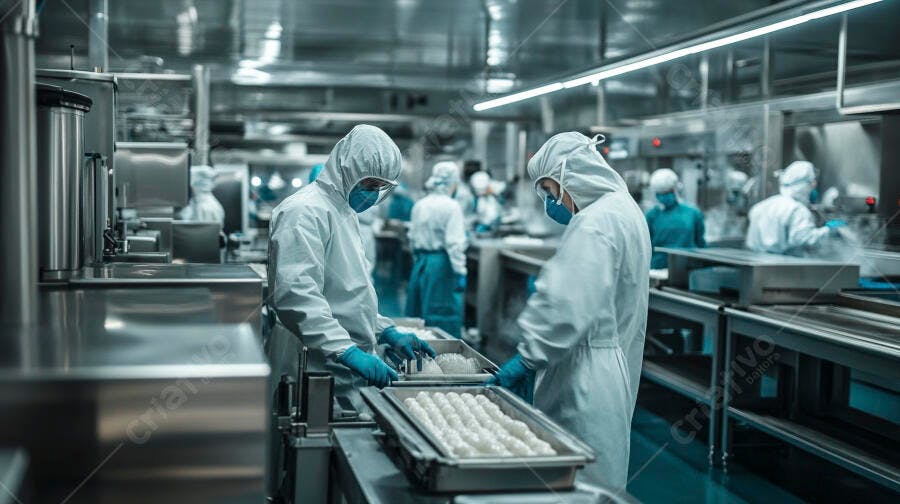 Trabalhadores em Fábrica de Alimentos