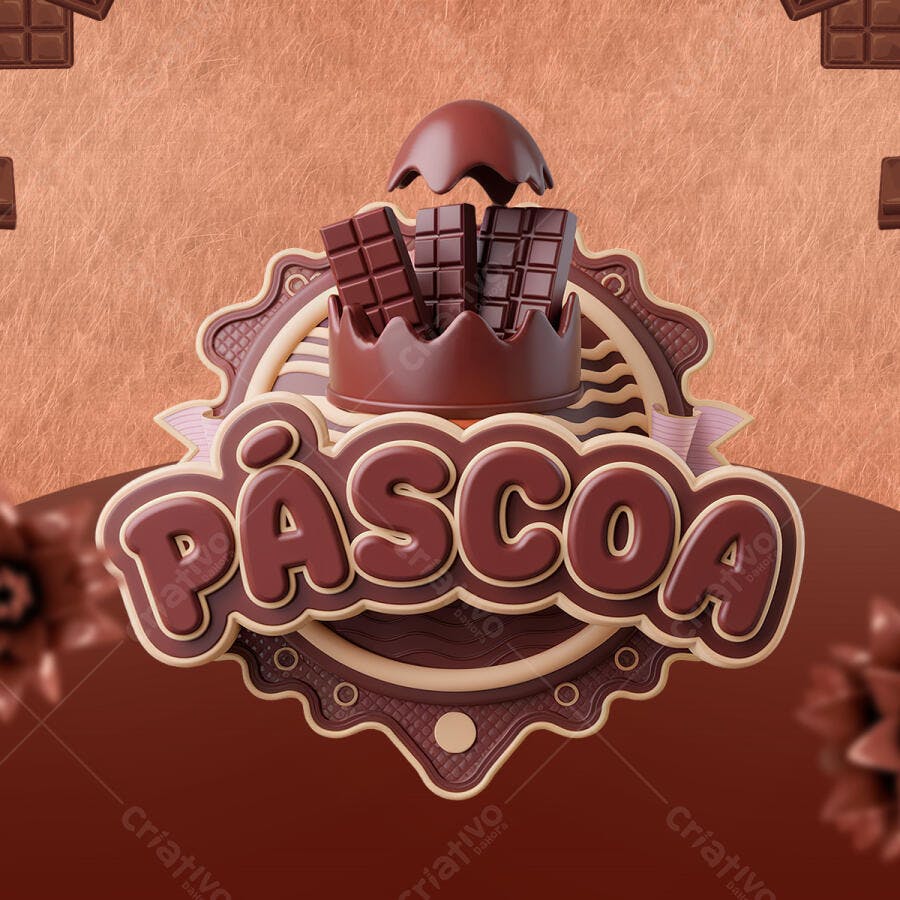 Banner Páscoa Chocolate 3D PSD Editável