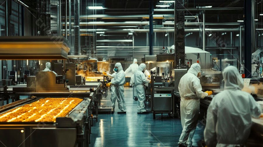 Trabalhadores em Fábrica de Alimentos