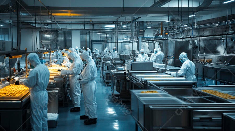 Trabalhadores em Fábrica de Alimentos