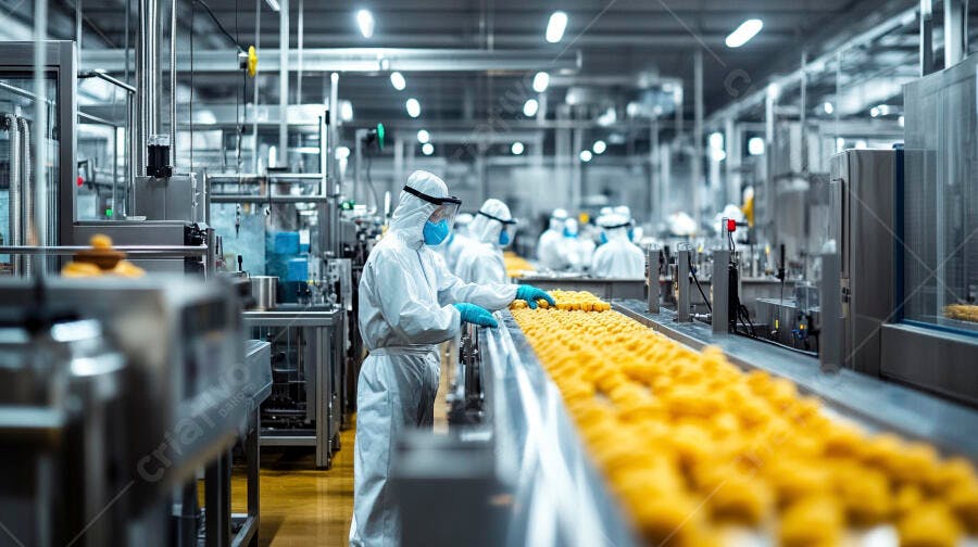 Trabalhadores em Fábrica de Alimentos