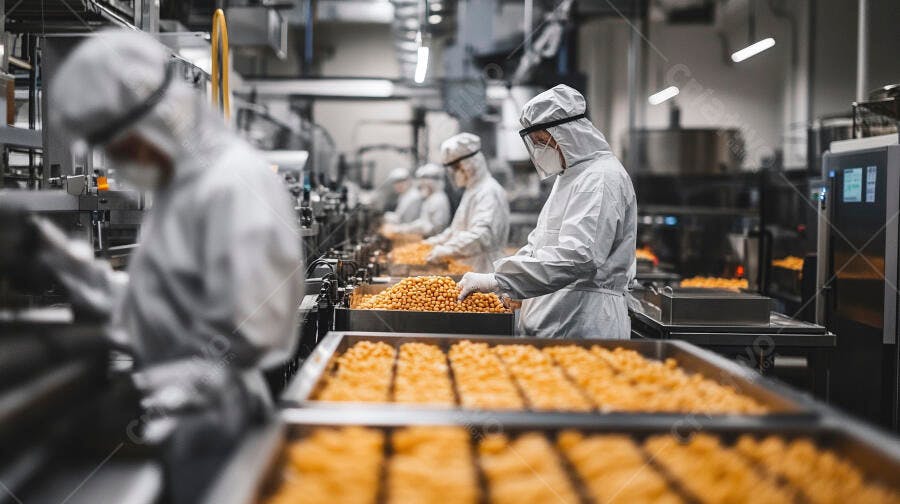 Operários em Fábrica de Alimentos